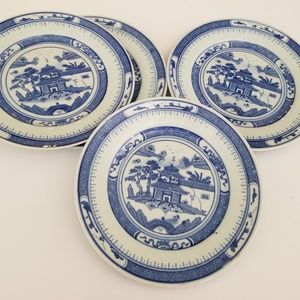 Vintage Blue Pagoda Dessert/Pie Plates Set of 2